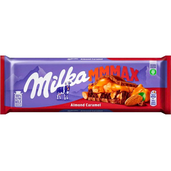 Шоколад молочний "Milka" Almond Caramel з карамеллю та шматочками мигдалю, 300г (12 шт/ящ)