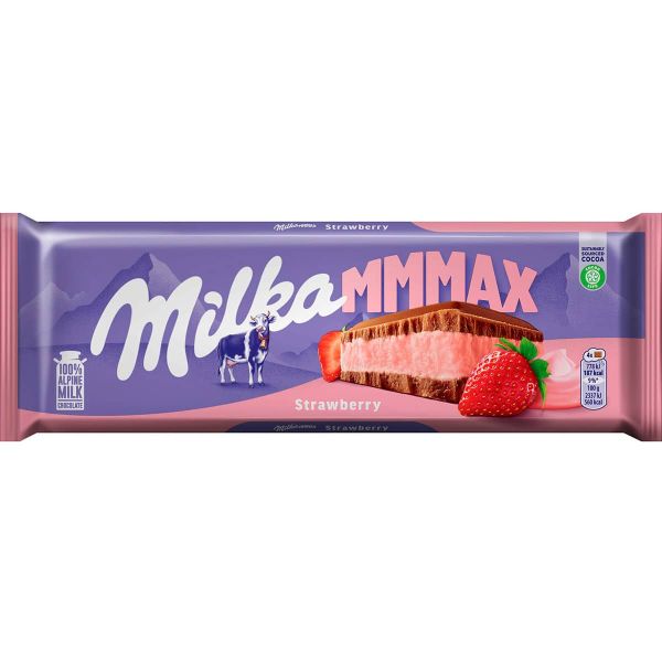 Шоколад молочний "Milka" Strawberry з полунично-кремовою начинкою, 300г (13 шт/ящ)