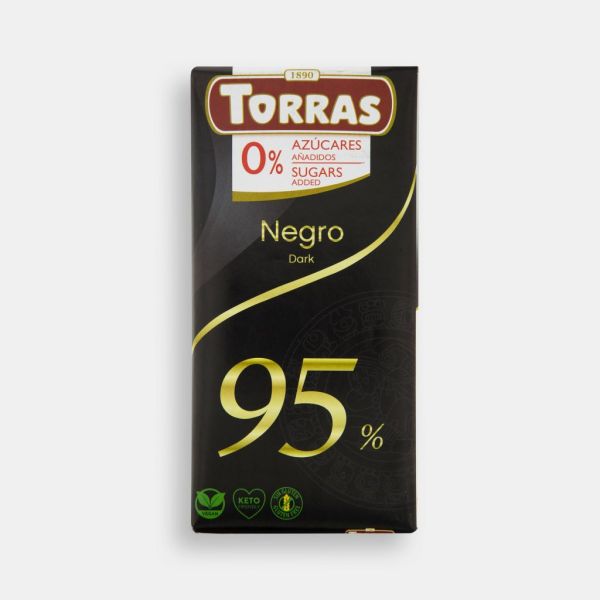 Шоколад чорний 95% "Torras" без цукру 75г, Іспанія (12 шт/ящ)
