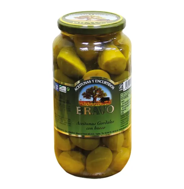 Оливки гіганти відбірні "Bravo" Aceitunas Gordales з кісточкою, 1kg (6 шт/ящ)