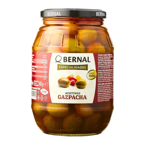 Оливки зелені з кісточкою "Bernal" Gazpacha мариновані, 950г (6 шт/ящ)