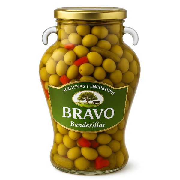 Оливки коктейль з перцем та корнішонами "Bravo" Амфора 2,5 кг, Іспанія (3 шт/ящ)
