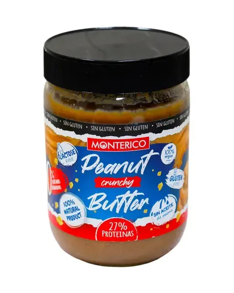 Арахісова паста без цукру Веган "Monterico" Peanut Butter Cranchy 0%, 500г (6 шт/ящ)