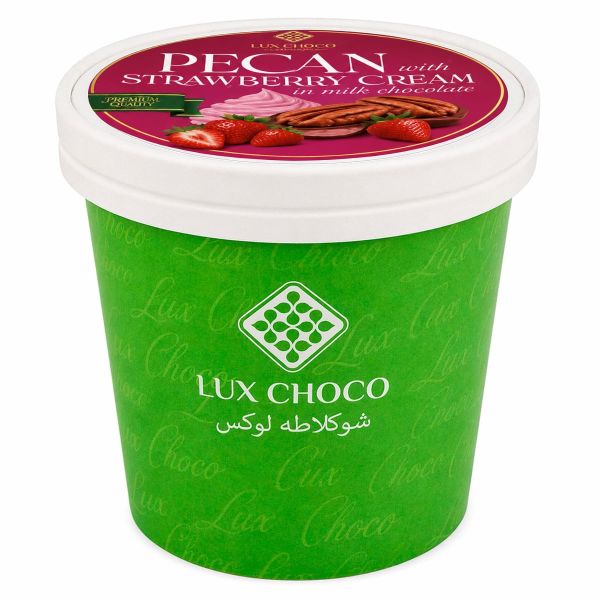 Пекан в молочному шоколаді "Lux Choco" з полуничним кремом, 200g (12 шт/ящ)