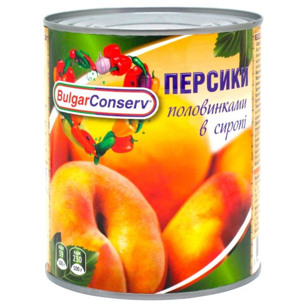Персики половинки "Bulgar Conserv", 850г (12 шт/ящ)