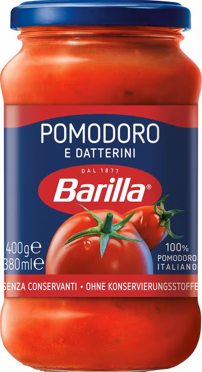 Соус томатний "Barilla" Pomodoro на основі стиглих томатів та солодких помідорів даттеріні, 400г (6 шт/ящ)