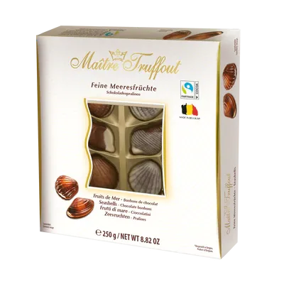 Шоколадне праліне з горіхово-кремовою начинкою "Maitre Truffout" Pralines sea white, 250г (12 шт/ящ)