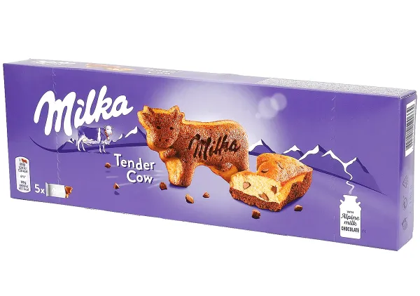 Бісквітне печиво "Milka" Tender Moo зі шматочками шоколаду всередині, 140g (16 шт/ящ)