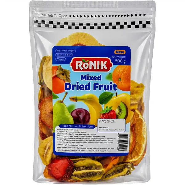 Сушені фрукти мікс "Ronik" Mixed Dried Fruit без цукру, 500 г (10 шт/ящ)
