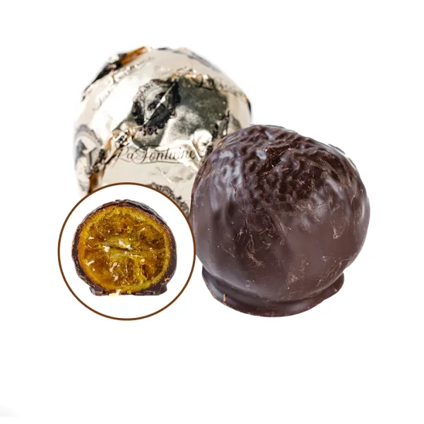 Грецькі цукерки "Madame La Fontaine" Kumquat Мандарин в шоколаді, 55-65 г/шт (4 кг/ящ)