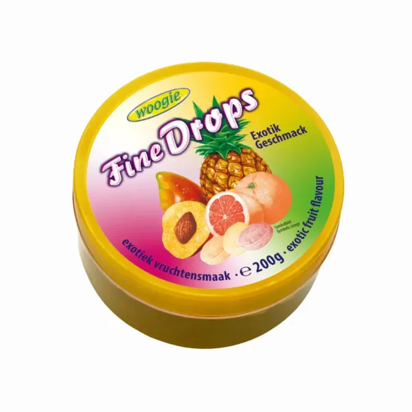 Цукерки льодяники "Woogie" Fine Drops зі смаком тропічних фруктів, 200г (10 шт/ящ)