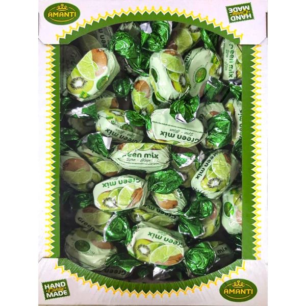 Цукерки в шоколаді "Amanti" Green Mix Ківі та Лайм, 1кг (6 шт/ящ)